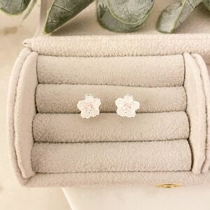 925 Sterling Silver Tiny Cherry Blossom Stud Earrings Tiny Flower Studs